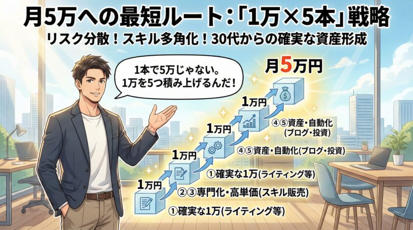 月5万への最短ルート：「1万&times;5本」戦略
