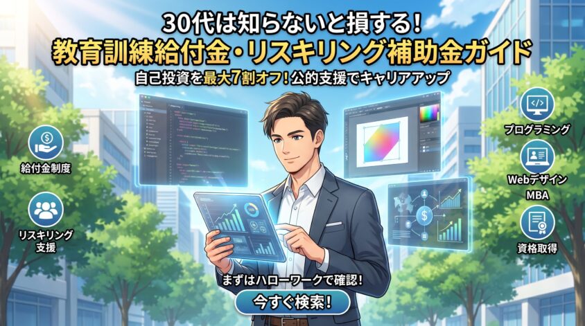 30代は知らないと損する｜教育訓練給付金・リスキリング補助金で自己投資を最大7割オフにする公的支援ガイド