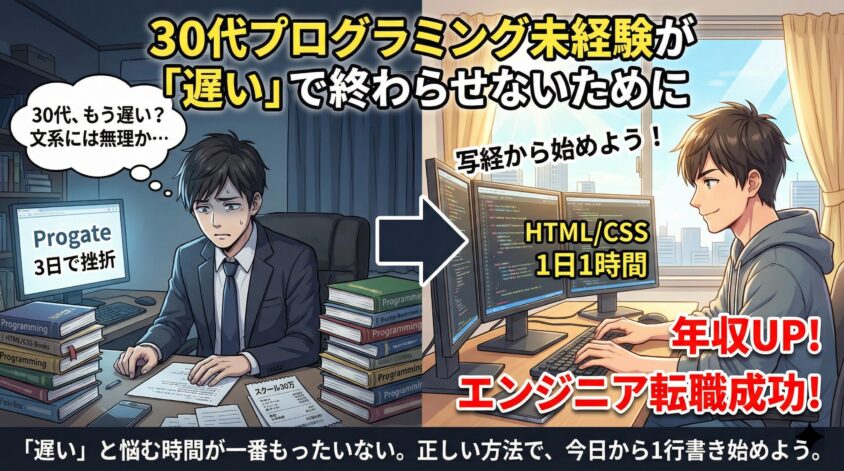 まとめ：30代プログラミング未経験が「遅い」で終わらせないために
