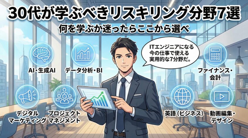 30代が学ぶべきリスキリング分野7選|何を学ぶか迷ったらここから選べ