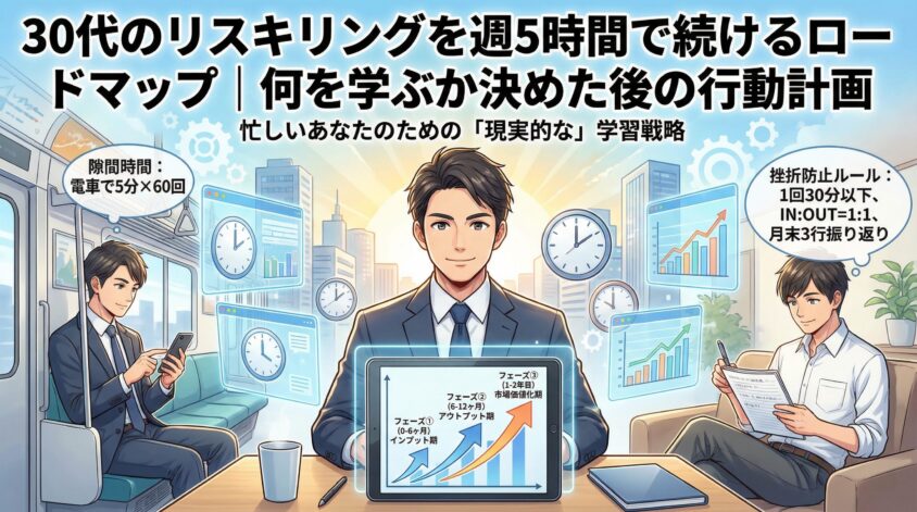 30代のリスキリングを週5時間で続けるロードマップ|何を学ぶか決めた後の行動計画