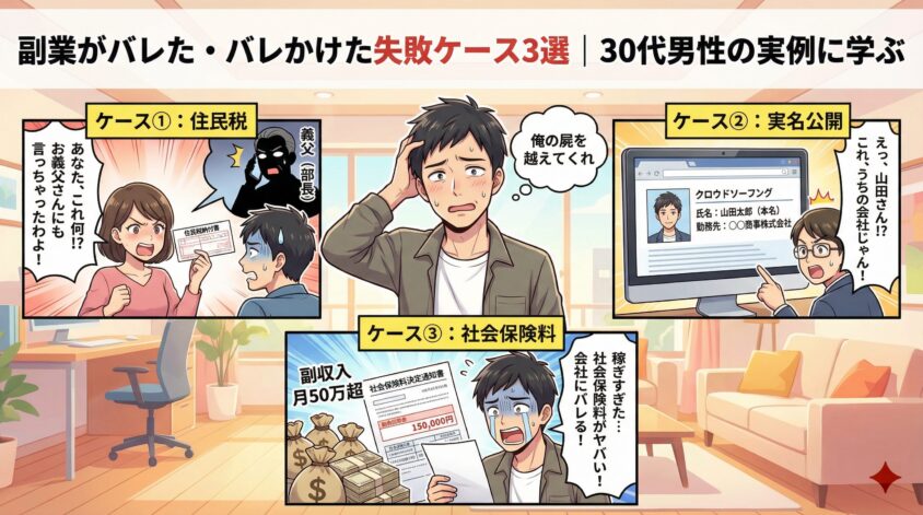 副業がバレた・バレかけた失敗ケース3選|30代男性の実例に学ぶ