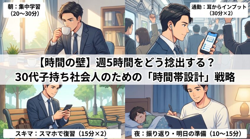 【時間の壁】週5時間をどこから捻出する？｜朝・通勤・スキマ・夜の時間帯設計