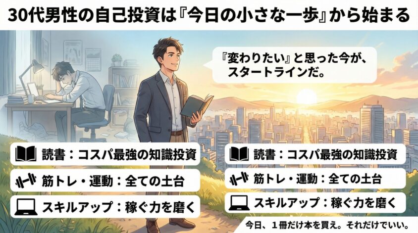 まとめ ― 30代男性の自己投資は「今日の小さな一歩」から始まる