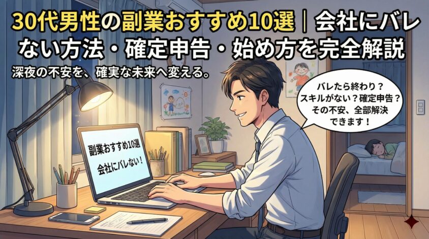 30代男性の副業おすすめ10選|会社にバレない方法・確定申告・始め方を完全解説