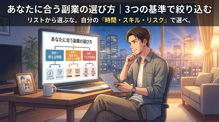 あなたに合う副業の選び方｜3つの基準で絞り込む