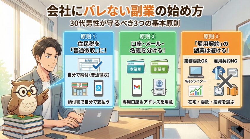 会社にバレない副業の始め方|30代男性が守るべき3つの基本原則