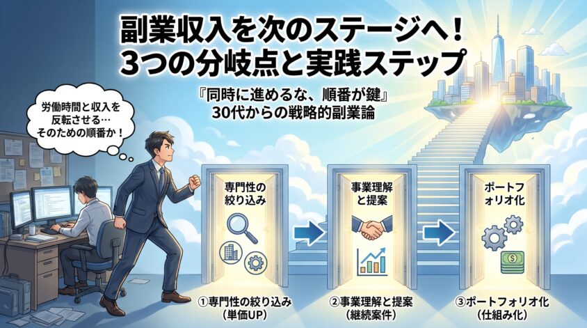 月5万&rarr;月20万に伸ばす3つの分岐点&mdash;単価・継続・ポートフォリオ化の実践ステップ
