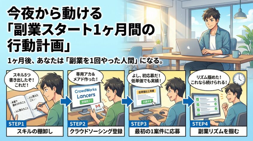 今夜から動ける「副業スタート1ヶ月間の行動計画」