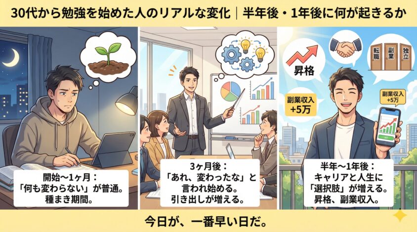 30代から勉強を始めた人のリアルな変化｜半年後・1年後に何が起きるか